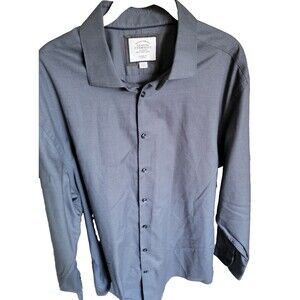 Charles Tyrwhitt Classic Fit Non-Iron Dress Shirt Mens 18/35 Gray Blue 100% Cott